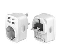 Hoppac Adattatore Presa Inglese Tipo G 5 in 1 con 3 USB-A e 1 USB-C