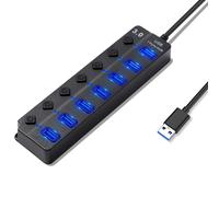 Hoppac Hub USB 3.0, 7 in 1 Porte USB Multiple Per PC, Con 1 USB 3.0 e 6 USB 2.0,