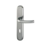 HOPPE 2947388 Maniglia Tokyo - su Piastra Lunga Lama Colorata, Distanza 90 mm, per Spessore Porta 37 - 42 mm, Effetto Acciaio Inox