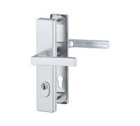 Hoppe 3898557 Maniglia di sicurezza Dallas - OE di Norma distanza 88 mm, in alluminio anodizzato argento, a piastra lunga cilindro a profilo per porte dello spessore di 67 - 72 mm, con nucleo ANTISCASSO, classe 2, 1 pezzi