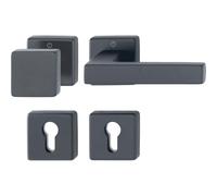 HOPPE Austin - Maniglia per porta + pomello + rosetta PZ ÖNORM, in alluminio nero opaco