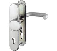 Hoppe di sicurezza Maniglia Paris - su piastra lunga cilindro a profilo distanza 92 mm, per porte dello spessore di 67 - 72 mm, SST 8, senza nucleo ANTISCASSO, in acciaio inox opaco, 1 pezzi, 3898792