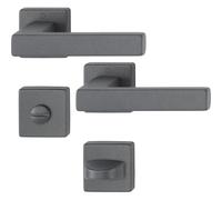 Hoppe Maniglia Austin 2 maniglie per porta su rosetta, TS 37 - 42 mm, in alluminio, colore: nero sabbia