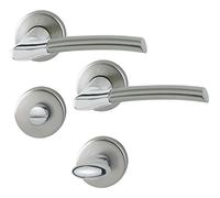 HOPPE maniglia Bergen con rosetta WC, ottone cromato/acciaio inox effetto, 2855846