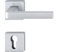 HOPPE maniglia H-Dublin con rosone quadrato PZ cilindro, alluminio cromata opaca, 3796104