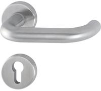 HOPPE Maniglia PARIS coppia con rosette e bocchette tonde foro yale mat. INOX