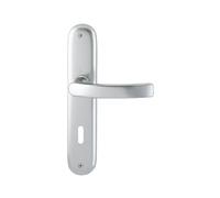 Hoppe Maniglia (Piastra lunga) Luxembourg, Alluminio naturale per interni, maniglia per porta di scarico, ovale di foratura