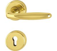 HOPPE 3066793 Maniglia Roissy con Rosette PZ (Cilindro profilato), Ottone Lucido, Lucidato, cromata