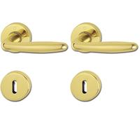 HOPPE Maniglia Roissy su rosetta rotonda, Ottone lucido, 3066785 (Confezione da 2)