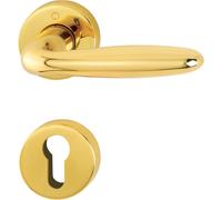 HOPPE Maniglia VERONA coppia con rosette e bocchette tonde foro yale mat. OTTONE