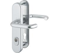 HOPPE Parigi - Maniglia per porta d'ingresso, lunghezza standard DIN 92 mm, in argento anodizzato, cilindro profilato per porta di spessore 77-82 mm, con protezione nucleare, test: RC2 secondo EN