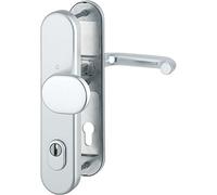 HOPPE Parigi - Porta d'ingresso per porta d'ingresso, distanza DIN 92 mm, in argento anodizzato, cilindro profilato per porta di spessore 77-82 mm, con protezione nucleare, test: RC2 secondo EN 1906,