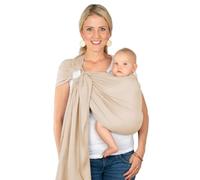Hoppediz Ring-Sling, Fascia porta bebè per neonati e bambini con due anelli in alluminio, 0-36 mesi, 3-20 kg, Ultra-leggero Amburgo frappé