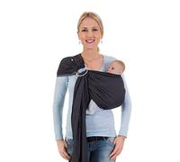 Hoppediz Ring-Sling, Fascia porta bebè per neonati e bambini con due anelli in alluminio, 0-36 mesi, 3-20 kg, Londra nero-grigio