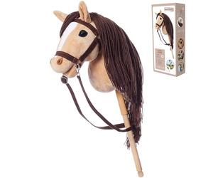 HOPPIHORSE-Edizione Sportiva Hobby Horse A3, Cavallo con bastone con cavezza, redini, tracolla, coda e impugnatura in silicone, Hobby horse cavallo di alta qualità in peluche in una confezione regalo