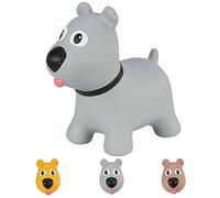 Hoppimals Space Hopper Cane Gonfiabile per Bambini di età Pari o Superiore a 12 Mesi - Imballo con Confezione Regalo, Pompa Inclusa - Cavalcabile Bambino, Palla rimbalzante per Bambini - Grigio
