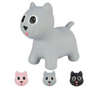 Hoppimals Space Hopper Gatto Gonfiabile per Bambini di età Pari o Superiore a 12 Mesi - Imballo con Confezione Regalo, Pompa Inclusa - Cavalcabile Bambino, Palla rimbalzante per Bambini - Grigio