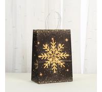 Hoppipola 12 eleganti sacchetti natalizi neri con oro, riutilizzabili, con manico girevole, per caramelle e regali, confezione festiva per decorazioni natalizie, 21 x 15 x 8 cm, 039-3