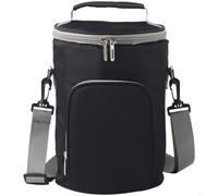 Hoppipola Borsa termica per il pranzo impermeabile, borsa termica per ufficio e scuola, borsa per alimenti di grande capacità, con fodera in PEVA, 18 x 25 cm (Nero)