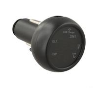 Hoppipola Caricabatterie da auto 3 in 1 con display digitale a LED, voltmetro e termometro per voltmetro da 12 V/24 V e misuratore di temperatura per accendisigari (rosso verde)