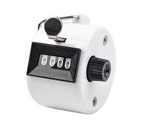 Hoppipola Clicker manuale per contatore di persone, meccanico a 4 cifre, in plastica, con componenti in metallo, per controllo della folla e monitoraggio del traffico (bianco)