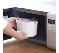 Hoppipola Cuociriso a microonde e vaporiera con colino, pentola portatile per verdure, efficiente circolazione del vapore, lavabile in lavastoviglie, per arance