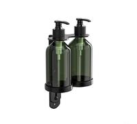 Hoppipola Dispenser manuale di sapone da parete con bottiglia a pompa e supporto in acciaio inox per shampoo gel doccia, 300 ml verde (2 bottiglie)