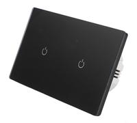 Hoppipola Interruttore da parete touch a 2 vie intelligente per Tuya e per app Smart Life, controllo vocale tramite per Alexa, 220 V 10 A, pannello in vetro temperato, Wi-Fi 2,4 GHz (2 gang 2 vie)