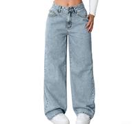 Hoppipola Jeans da donna dritti, gamba larga, elasticizzati, vestibilità | Taglio dritto, ampio sulla gamba, elastico in vita, taglie da L a 6XL, ideale per qualsiasi figura