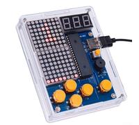 Hoppipola Kit per console di gioco con 51 microcontroller pixel, stile retrò, fai da te, con conchiglia, per imparare a programmare e costruire classici per giochi arcade, luminosità regolabile