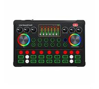 Hoppipola Mixer audio USB Live Streaming, scheda audio con batteria da 1800 mAh, sintonizzatore microfono podcast/mobile/PC, alti e bassi regolabili, riduzione del rumore con un tasto, nero (nero)