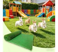 Hoppipola Prato artificiale resistente ai raggi UV, con fori di drenaggio, spessore da 2,5 a 4 cm, realistico, per giardino, terrazza, sicuro per animali domestici e bambini, tappetino verde