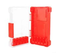 Hoppipola Scatola organizer per punte da trapano con gambo esagonale, custodia in plastica rigida con 10 scomparti per accessori e parti di rubinetto (rosso medio)