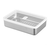 Hoppipola Scatola per palline per pizza con coperchio antigelo e guarnizione in silicone, per contenitore per lievitazione di impasti in acciaio inossidabile per cottura domestica, colore bianco, 20 x