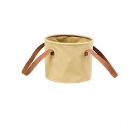 Hoppipola Secchio d'acqua pieghevole portatile da 10 l, in PVC 500D, con maniglie laterali, contenitore compatto per campeggio, pesca, giardinaggio, autolavaggio (marrone)
