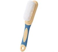 Hoppipola Spazzola per scarpe multifunzione con manico lungo e setole morbide, design ergonomico per il bucato e la pulizia, anello salvaspazio per appenderlo, blu (blu)