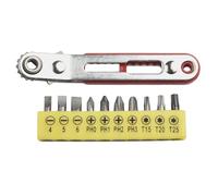 Hoppipola Testa a gomito per chiave a cricchetto, impugnatura offset a 90 gradi con set di 10 punte, 16 denti per attacco doppio gambo esagonale da 1/4 di pollice e bussole, angolo di 30 gradi