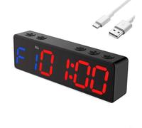 Hoppipola Timer da palestra ricaricabile con retro magnetico, durata della batteria 10H digitale, cronometro sportivo, allenamento, allenamento, per grande display a LED (lettera rossa blu in cornice