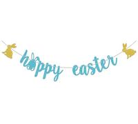 Hoppy Easter Banner Happy Easter Banner Azzurro Glitter