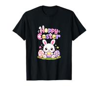 Hoppy Easter Kawaii Bunny e Easter Eggs Graphic Maglietta