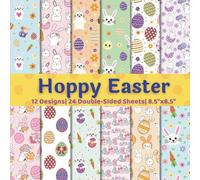 Hoppy Easter Scrapbook Paper Craft Pad: 12 Cute Designs, 24 Double-Side Sheets Printed on 8.5"x8.5" Size Paper With Premium Color. Perfect for ... Wrapping, Collage, Decoupage, Album, DIY Etc.
