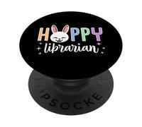 Hoppy Librarian Happy Easter Bunny Grafica PopSockets PopGrip Adesivo