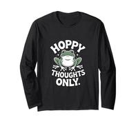 Hoppy Thoughts Only Cute Frog Pun Spring Happy Maglia a Manica