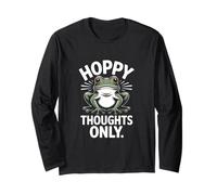 Hoppy Thoughts Only Cute Frog Pun Spring Happy Maglia a Manica