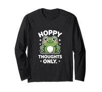 Hoppy Thoughts Only Cute Frog Pun Spring Happy Maglia a Manica