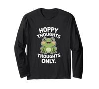 Hoppy Thoughts Only Cute Frog Pun Spring Happy Maglia a Manica