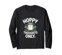 Hoppy Thoughts Only Cute Frog Pun Spring Happy Maglia a Manica