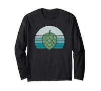 Hops Lover Vintage Beer Graphic Dark Sunset Hop Illustration Maglia a Manica