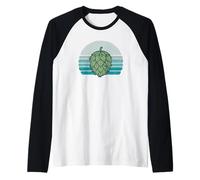 Hops Lover Vintage Beer Graphic Dark Sunset Hop Illustration Maglia con Maniche Raglan