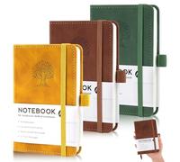 Hopton - Set di 3 quaderni A6, 192 pagine, 80 g/m², blocco per appunti in similpelle, quaderno compatto, diario da viaggio, design a rilievo (Giallo, Verde, Marrone)